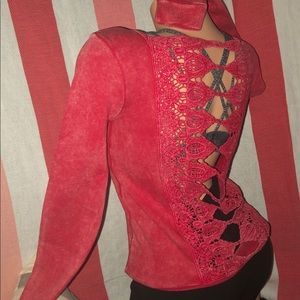 Crochet Back Washed Sweatshirt.   S